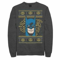 Licensed Character Men's DC Comics Batman Face Christmas Sweater Style Sweatshirt Charcoal Heather -Licensed Character Shop unnamed file 37460