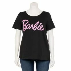 Licensed Character Plus Size Barbie Logo Short Sleeve Graphic Tee -Licensed Character Shop unnamed file 3751