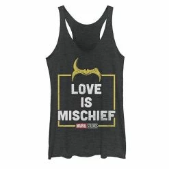 Licensed Character Juniors' Marvel Loki Love Is Mischief Tank Black Heather