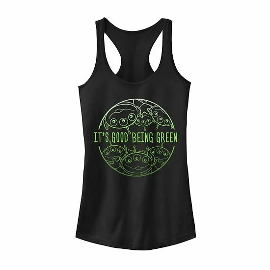 Licensed Character Juniors' Disney/Pixar Toy Story Being Green Tank Top Black Heather 4 Licensed Character Juniors' Disney/Pixar Toy Story Being Green Tank Top Black Heather - Image 2