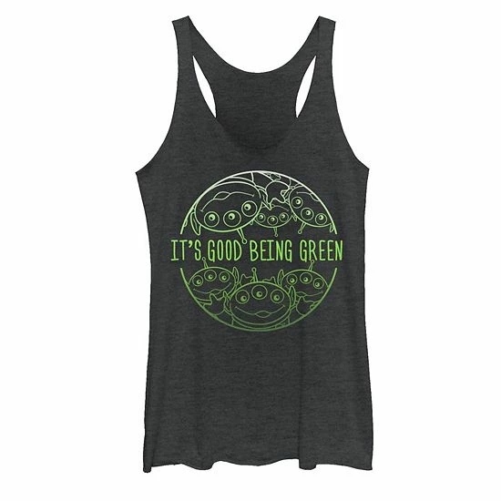 Licensed Character Juniors' Disney/Pixar Toy Story Being Green Tank Top Black Heather 5 Licensed Character Juniors' Disney/Pixar Toy Story Being Green Tank Top Black Heather - Image 3
