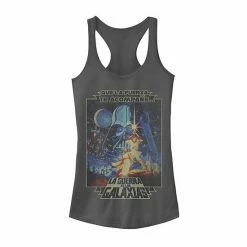 Licensed Character Juniors'Star Wars Que La Fuerza Be With You Poster Tank Charcoal -Licensed Character Shop unnamed file 37619