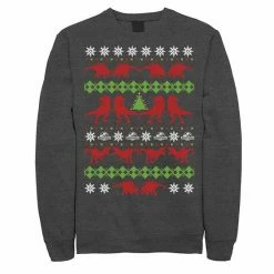 Licensed Character Men's Jurassic World Dino Ugly Holiday Sweater Fleece Graphic Pullover Charcoal Heather -Licensed Character Shop unnamed file 37661