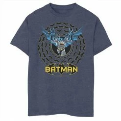 Licensed Character Boys 8-20 DC Comics Batman Bat Logo Circle Graphic Tee Navy Heather