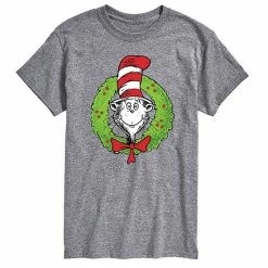 Licensed Character Men's Dr. Seuss Cat In The Hat Wreath Tee Blue