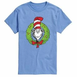 Licensed Character Men's Dr. Seuss Cat In The Hat Wreath Tee Blue -Licensed Character Shop unnamed file 38183