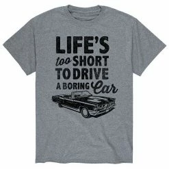 Licensed Character Men's Too Short Boring Car Tee Grey