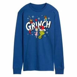 Licensed Character Men's Dr. Seuss Grinch Logo Long Sleeve Tee Black