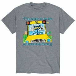Licensed Character Men's Pete The Cat Wheels On Bus Tee White