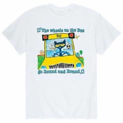 Licensed Character Men's Pete The Cat Wheels On Bus Tee White -Licensed Character Shop unnamed file 38493