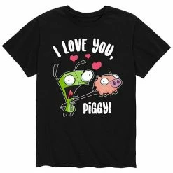 Licensed Character Men's Invader Zim Valentines Love Piggy Tee Grey -Licensed Character Shop unnamed file 38681