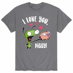 Licensed Character Men's Invader Zim Valentines Love Piggy Tee Grey -Licensed Character Shop unnamed file 38682