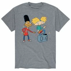 Licensed Character Men's Hey Arnold! Air Guitar Tee Blue