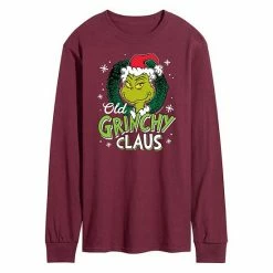Licensed Character Men's Dr. Seuss Grinch Old Grinchy Claus Long Sleeve Tee Gray -Licensed Character Shop unnamed file 3939