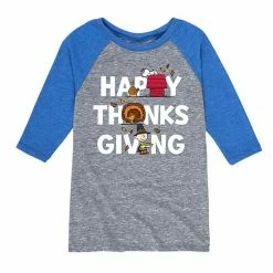 Licensed Character Boys 8-20 Peanuts Happy Thanksgiving Raglan Graphic Tee Gray -Licensed Character Shop unnamed file 3949