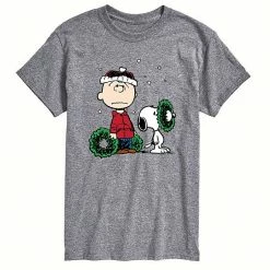 Licensed Character Men's Peanuts Charlie Brown Wreath Tee White
