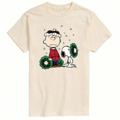 Licensed Character Men's Peanuts Charlie Brown Wreath Tee White -Licensed Character Shop unnamed file 3979