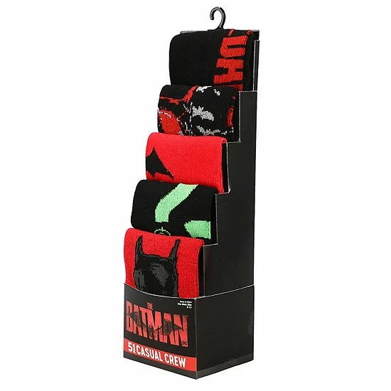 Licensed Character Men's The Batman 5-Pack Crew Socks 4 Licensed Character Men's The Batman 5-Pack Crew Socks - Image 2