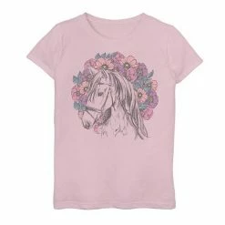 Licensed Character Girls 7-16 Fifth Sun Floral Horse Portrait Graphic Tee Purple Heather