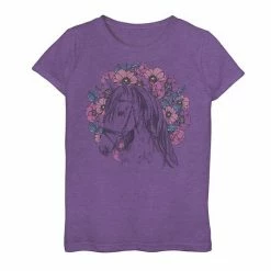 Licensed Character Girls 7-16 Fifth Sun Floral Horse Portrait Graphic Tee Purple Heather -Licensed Character Shop unnamed file 4015