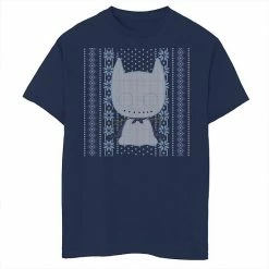 Licensed Character Boys 8-20 DC Comics Chibi Batman Christmas Sweater Style Graphic Tee Black