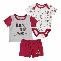 Licensed Character Baby Boy Harry Potter Boys Romper, Tee, & Shorts Set