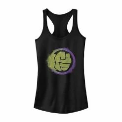 Alternative view of Licensed Character Juniors' Marvel Hulk Spray Paint Logo Tank Military Green