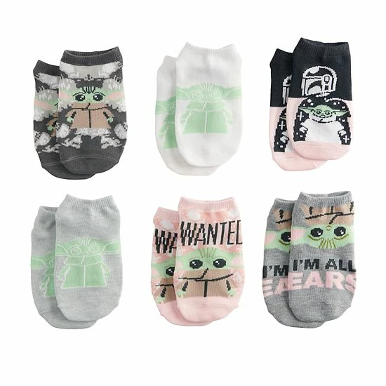 Licensed Character Girls Star Wars The Mandalorian The Child Aka Baby Yoda 6-Pack No-Show Socks 3 Licensed Character Girls Star Wars The Mandalorian The Child Aka Baby Yoda 6-Pack No-Show Socks