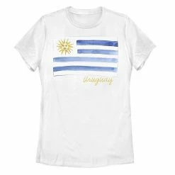 Licensed Character Juniors' Uruguay Watercolor Painted Flag Tee