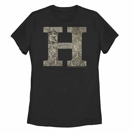 Licensed Character Juniors' Harry Potter Hogwarts "H" Crest Fill Tee 3 Licensed Character Juniors' Harry Potter Hogwarts "H" Crest Fill Tee