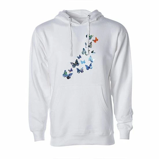 Licensed Character Adult Kelly Styne Butterflies Hoodie White 3 Licensed Character Adult Kelly Styne Butterflies Hoodie White