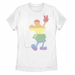 Licensed Character Juniors' Disney's Mickey Pride Rainbow Stripe Tee White -Licensed Character Shop unnamed file 42370