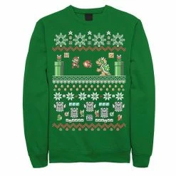 Licensed Character Men's Nintendo Super Mario 8-Bit Christmas Stack Fleece Kelly -Licensed Character Shop unnamed file 4238