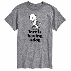 Licensed Character Men's Peanuts Love Is Having Dog Tee Gray -Licensed Character Shop unnamed file 42398