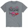 Licensed Character Men's Dr. Seuss "One Fish, Two Fish, I Love You Fish" Tee Blue