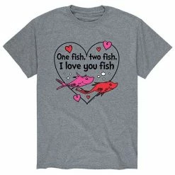 Licensed Character Men's Dr. Seuss "One Fish, Two Fish, I Love You Fish" Tee Blue