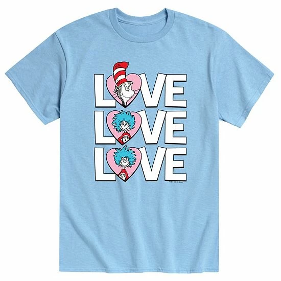 Licensed Character Men's Dr. Seuss The Cat In The Hat Love Stacked Tee Blue 5 Licensed Character Men's Dr. Seuss The Cat In The Hat Love Stacked Tee Blue - Image 3