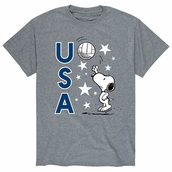 Licensed Character Men's Peanuts USA Volley Tee Grey 4 Licensed Character Men's Peanuts USA Volley Tee Grey - Image 2