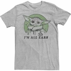 Licensed Character Men's Star Wars All Ears The Child Aka Baby Yoda Portrait Tee Kelly Heather