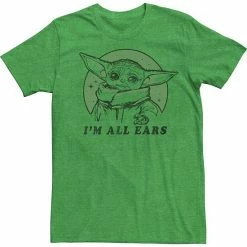 Licensed Character Men's Star Wars All Ears The Child Aka Baby Yoda Portrait Tee Kelly Heather -Licensed Character Shop unnamed file 4266