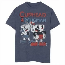 Licensed Character Boys 8-20 Cuphead And Mugman Dynamic Duo Tee Charcoal Heather
