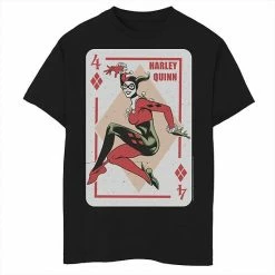Licensed Character Boys 8-20 Batman Harley Quinn Playing Card Graphic Tee Black