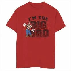 Licensed Character Boys 8-20 Nintendo Super Mario I'm The Big Bro Portrait Text Graphic Tee Black