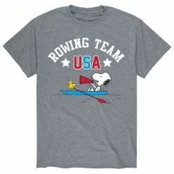 Licensed Character Men's Peanuts USA Rowing Team Tee Grey