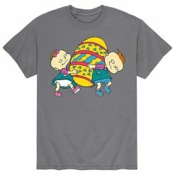 Licensed Character Men's Rugrats Easter Hunt Big Egg Tee Grey