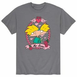 Licensed Character Men's Hey Arnold! Valentines My Love Tee Grey 2