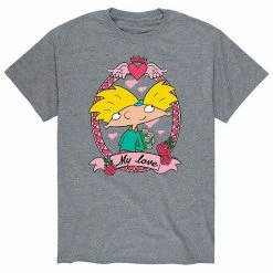 Licensed Character Men's Hey Arnold! Valentines My Love Tee Grey 2 -Licensed Character Shop unnamed file 43353