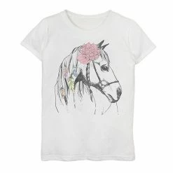 Licensed Character Girls 7-16 Horse Love Floral Portrait Graphic Tee