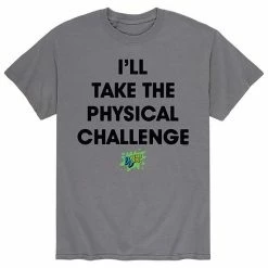 Licensed Character Men's Double Dare Physical Challenge Big Text Tee Grey