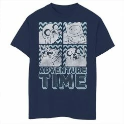 Licensed Character Boys 8-20 Cartoon Network Adventure Time Finn & Jake Boxed Up Faces Graphic Tee Navy
